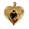 Wholesale Pendant Copper Love Diamondencrusted Red Stone Heartshaped Electroplated