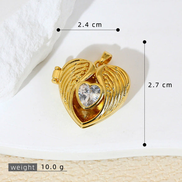 Wholesale Pendant Copper Love Diamondencrusted Red Stone Heartshaped Electroplated