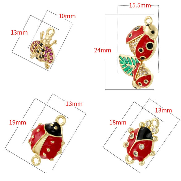 Wholesale Pendant Copper Oildripping Animal Insect Ladybug Design