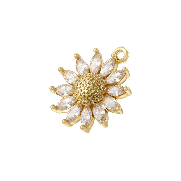 Wholesale Pendant Copper Sweet Flower Style Dripping Oil Process With Sunflower Four Leaf Clover Rose Smiley Daisy Patterns
