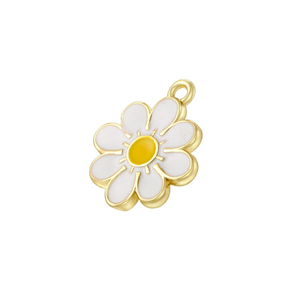 Wholesale Pendant Copper Sweet Flower Style Dripping Oil Process With Sunflower Four Leaf Clover Rose Smiley Daisy Patterns