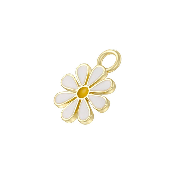 Wholesale Pendant Copper Sweet Flower Style Dripping Oil Process With Sunflower Four Leaf Clover Rose Smiley Daisy Patterns