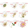 Wholesale Pendant Copper Sweet Flower Style Dripping Oil Process With Sunflower Four Leaf Clover Rose Smiley Daisy Patterns