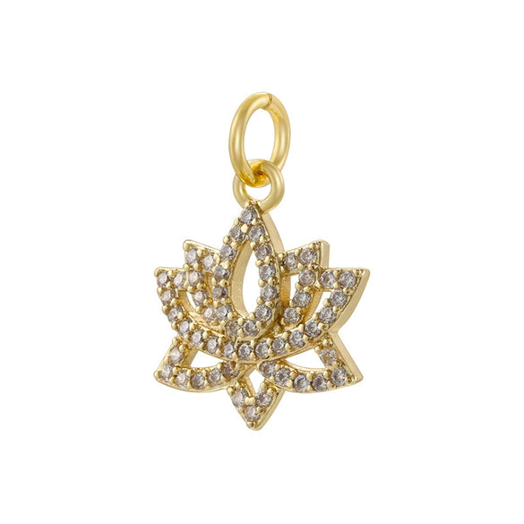 Wholesale Pendant Copper Zirconia Geometric Flower Pattern Hip Hop Style