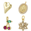 Wholesale Pendant Copper Zirconia Geometric Flower Pattern Hip Hop Style