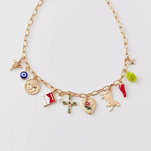 Wholesale Pendant Handmade Copper Retro Vintage Style Heart Fruit Animal Zodiac Shape Gold Plated Accessories