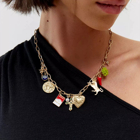 Wholesale Pendant Handmade Copper Retro Vintage Style Heart Fruit Animal Zodiac Shape Gold Plated Accessories