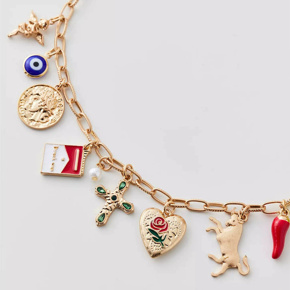 Wholesale Pendant Handmade Copper Retro Vintage Style Heart Fruit Animal Zodiac Shape Gold Plated Accessories