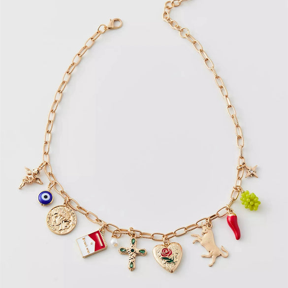 Wholesale Pendant Handmade Copper Retro Vintage Style Heart Fruit Animal Zodiac Shape Gold Plated Accessories