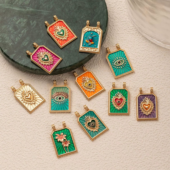 Wholesale Pendant Jewelry Copper Retro Goldplated Minimalist Tarot Card Series