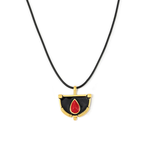 Wholesale Pendant Long Dress Chain Stainless Steel Leather Rope Geometric Pvd Electroplated