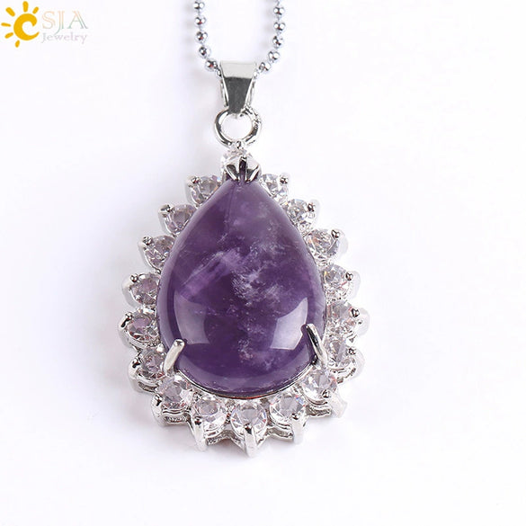 Wholesale Pendant Natural Stone Alloy Claw Inlaid Water Drop Pear Shaped Electroplated High Profile Luxury Unisex