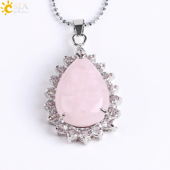 Wholesale Pendant Natural Stone Alloy Claw Inlaid Water Drop Pear Shaped Electroplated High Profile Luxury Unisex