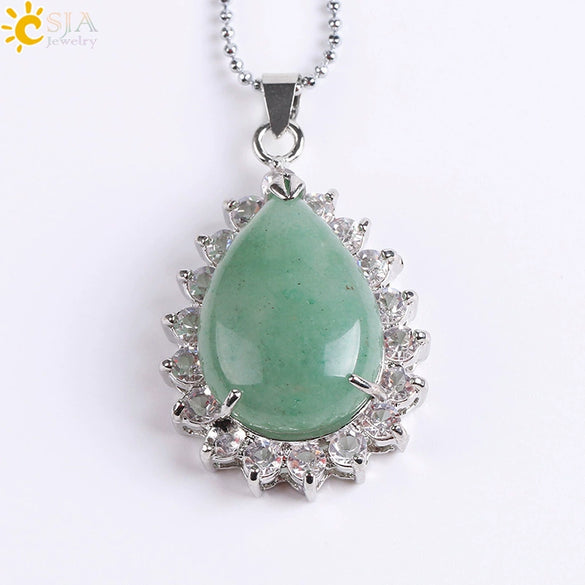 Wholesale Pendant Natural Stone Alloy Claw Inlaid Water Drop Pear Shaped Electroplated High Profile Luxury Unisex