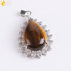 Wholesale Pendant Natural Stone Alloy Claw Inlaid Water Drop Pear Shaped Electroplated High Profile Luxury Unisex