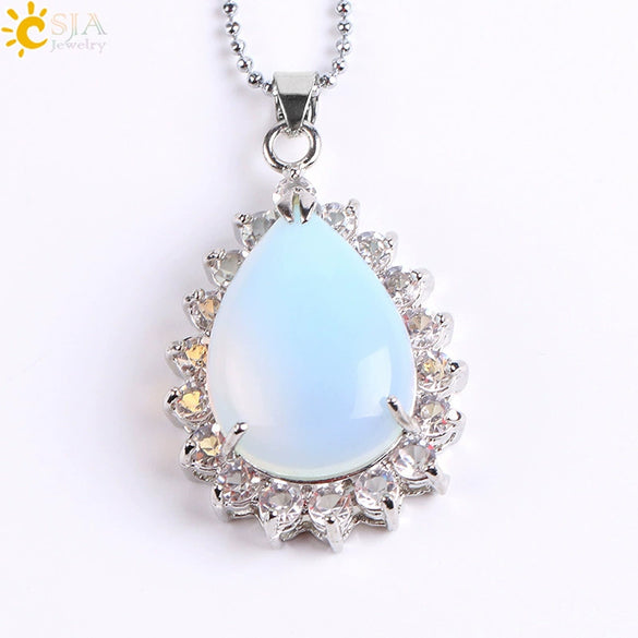 Wholesale Pendant Natural Stone Alloy Claw Inlaid Water Drop Pear Shaped Electroplated High Profile Luxury Unisex