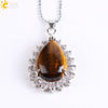 Wholesale Pendant Natural Stone Alloy Claw Inlaid Water Drop Pear Shaped Electroplated High Profile Luxury Unisex
