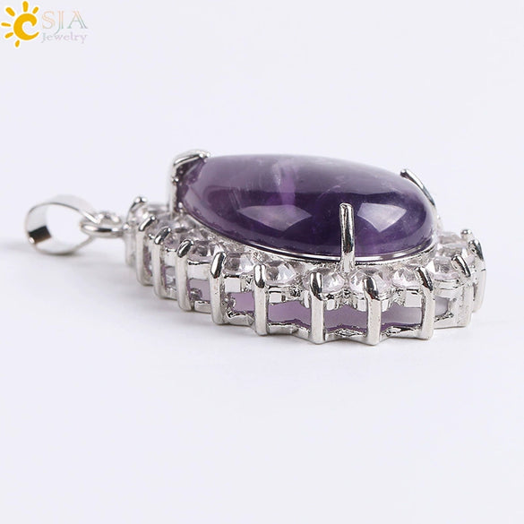 Wholesale Pendant Natural Stone Alloy Claw Inlaid Water Drop Pear Shaped Electroplated High Profile Luxury Unisex