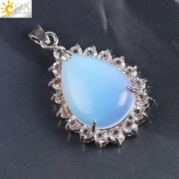 Wholesale Pendant Natural Stone Alloy Claw Inlaid Water Drop Pear Shaped Electroplated High Profile Luxury Unisex