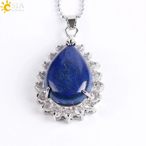 Wholesale Pendant Natural Stone Alloy Claw Inlaid Water Drop Pear Shaped Electroplated High Profile Luxury Unisex