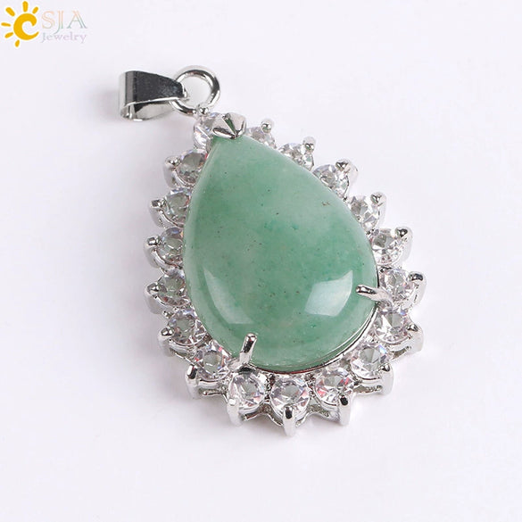 Wholesale Pendant Natural Stone Alloy Claw Inlaid Water Drop Pear Shaped Electroplated High Profile Luxury Unisex