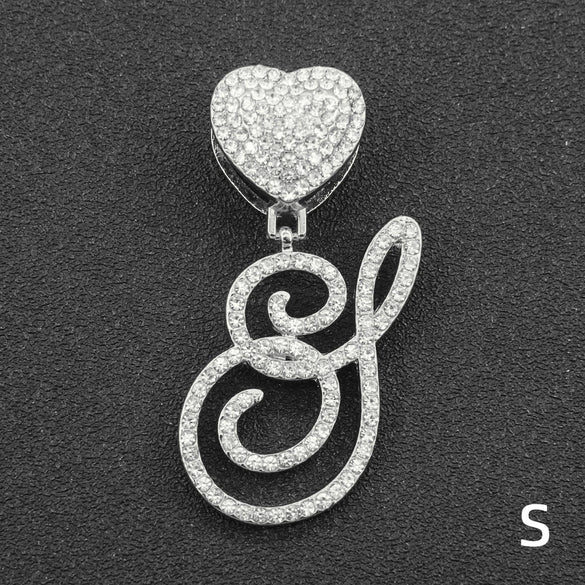 Wholesale Pendant Necklace Alloy Hiphop Style With Letter Pattern And Diamond Decoration Cuban Chain Accessories