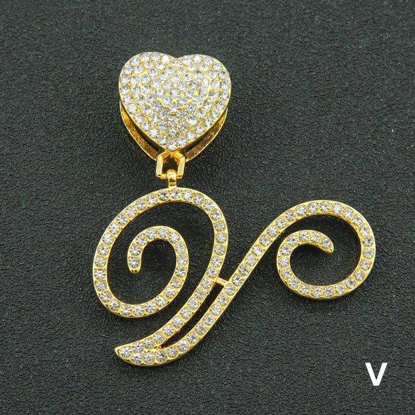 Wholesale Pendant Necklace Alloy Hiphop Style With Letter Pattern And Diamond Decoration Cuban Chain Accessories