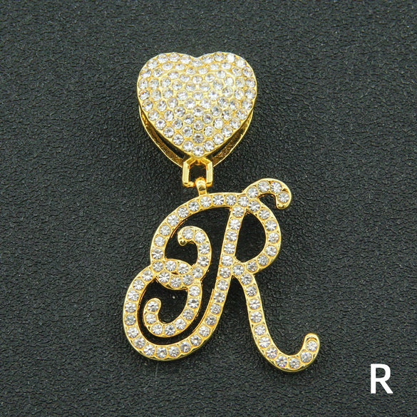 Wholesale Pendant Necklace Alloy Hiphop Style With Letter Pattern And Diamond Decoration Cuban Chain Accessories