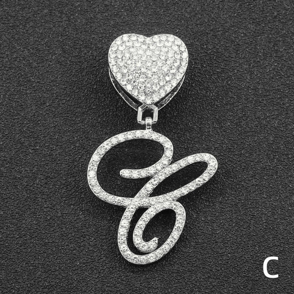 Wholesale Pendant Necklace Alloy Hiphop Style With Letter Pattern And Diamond Decoration Cuban Chain Accessories