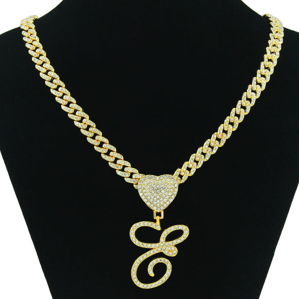 Wholesale Pendant Necklace Alloy Hiphop Style With Letter Pattern And Diamond Decoration Cuban Chain Accessories