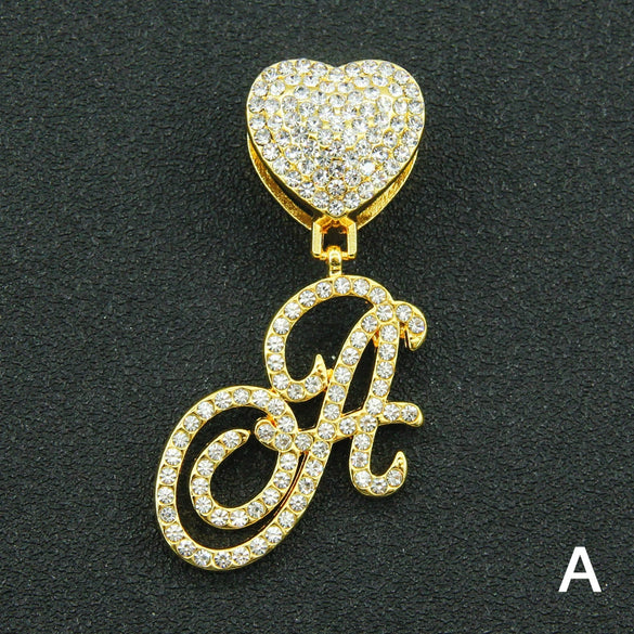 Wholesale Pendant Necklace Alloy Hiphop Style With Letter Pattern And Diamond Decoration Cuban Chain Accessories