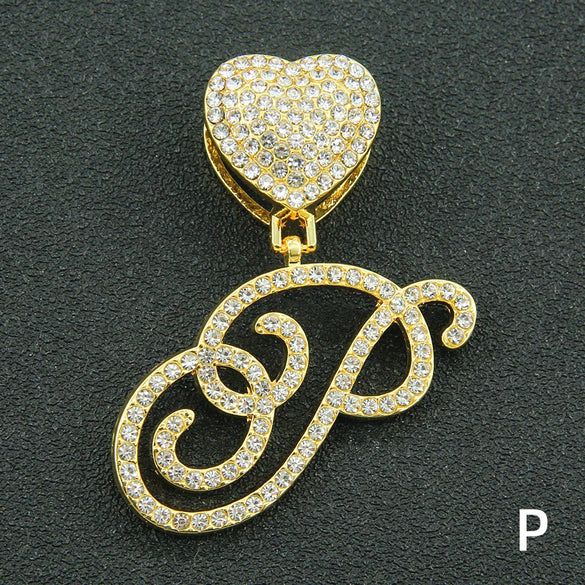 Wholesale Pendant Necklace Alloy Hiphop Style With Letter Pattern And Diamond Decoration Cuban Chain Accessories
