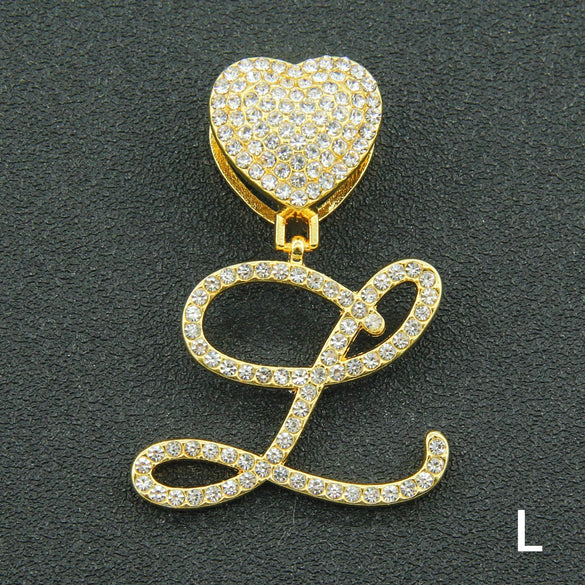 Wholesale Pendant Necklace Alloy Hiphop Style With Letter Pattern And Diamond Decoration Cuban Chain Accessories
