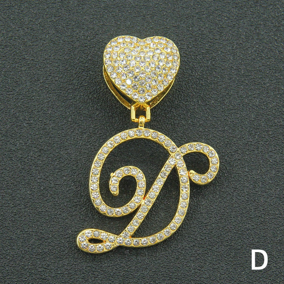 Wholesale Pendant Necklace Alloy Hiphop Style With Letter Pattern And Diamond Decoration Cuban Chain Accessories