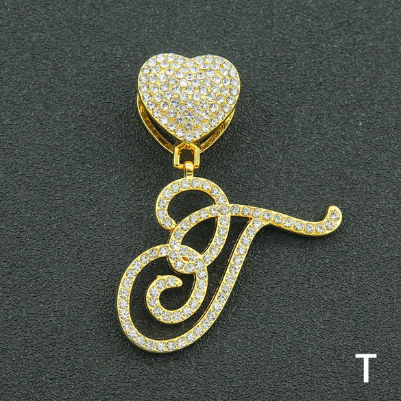 Wholesale Pendant Necklace Alloy Hiphop Style With Letter Pattern And Diamond Decoration Cuban Chain Accessories