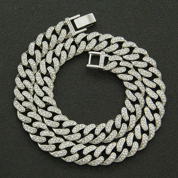 Wholesale Pendant Necklace Alloy Hiphop Style With Letter Pattern And Diamond Decoration Cuban Chain Accessories