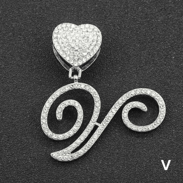 Wholesale Pendant Necklace Alloy Hiphop Style With Letter Pattern And Diamond Decoration Cuban Chain Accessories