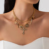 Wholesale Pendant Necklace Alloy Iron Chain Rhinestone Geometric Heart Shape Electroplating For Women