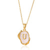 Wholesale Pendant Necklace Alloy Stainless Steel Letter Oil Drop 18K Gold Plated