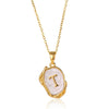 Wholesale Pendant Necklace Alloy Stainless Steel Letter Oil Drop 18K Gold Plated