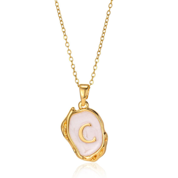 Wholesale Pendant Necklace Alloy Stainless Steel Letter Oil Drop 18K Gold Plated