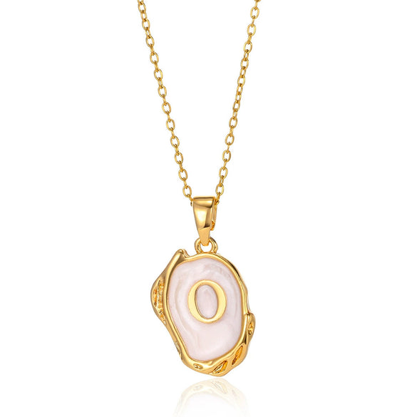 Wholesale Pendant Necklace Alloy Stainless Steel Letter Oil Drop 18K Gold Plated