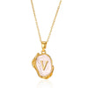 Wholesale Pendant Necklace Alloy Stainless Steel Letter Oil Drop 18K Gold Plated