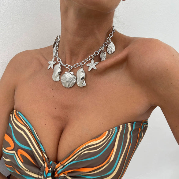 Wholesale Pendant Necklace Aluminum Chain Alloy Geometric Vacation Style Electroplating For Women