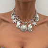 Wholesale Pendant Necklace Aluminum Chain Alloy Geometric Vacation Style Electroplating For Women