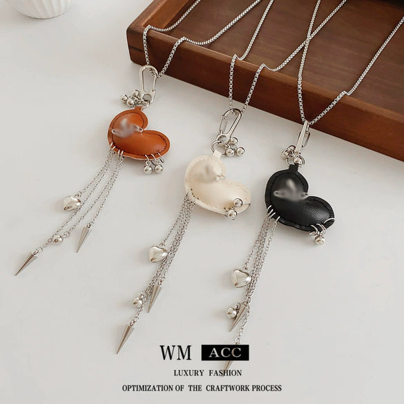 Wholesale Pendant Necklace Artificial Leather Alloy Heart Shape Geometric Electroplating For Women