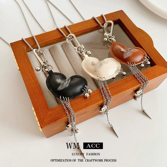 Wholesale Pendant Necklace Artificial Leather Alloy Heart Shape Geometric Electroplating For Women