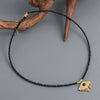Wholesale Pendant Necklace Black Pointed Crystal Stainless Steel Geometric Retro Handmade For Women
