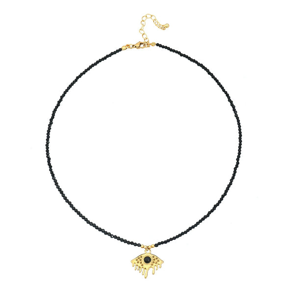 Wholesale Pendant Necklace Black Pointed Crystal Stainless Steel Geometric Retro Handmade For Women