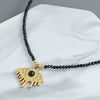 Wholesale Pendant Necklace Black Pointed Crystal Stainless Steel Geometric Retro Handmade For Women